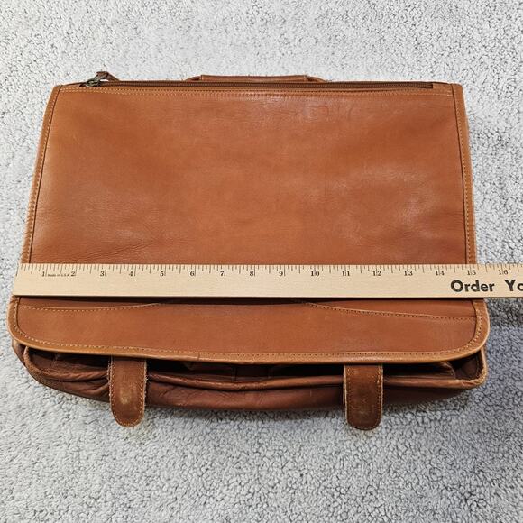 Clava American Leather Gusset Laptop Messenger Style Bag Case Brown 13x10x5 Vtg - Picture 9 of 13